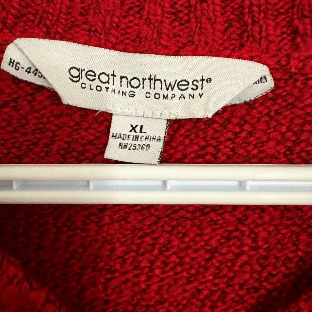 Great Northwest Clothing Company Red V-Neck Sweater - Picture 2 of 4